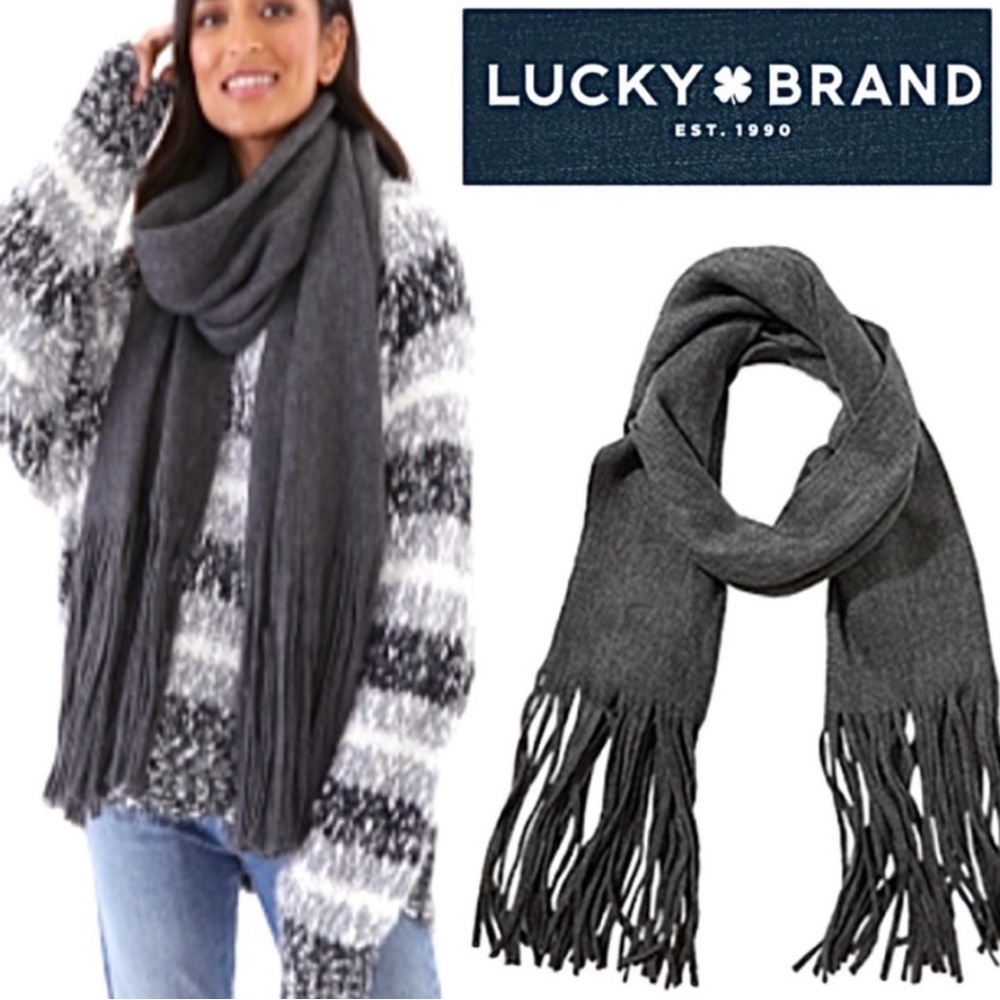 Lucky Brand Charcoal Fringe Scarf